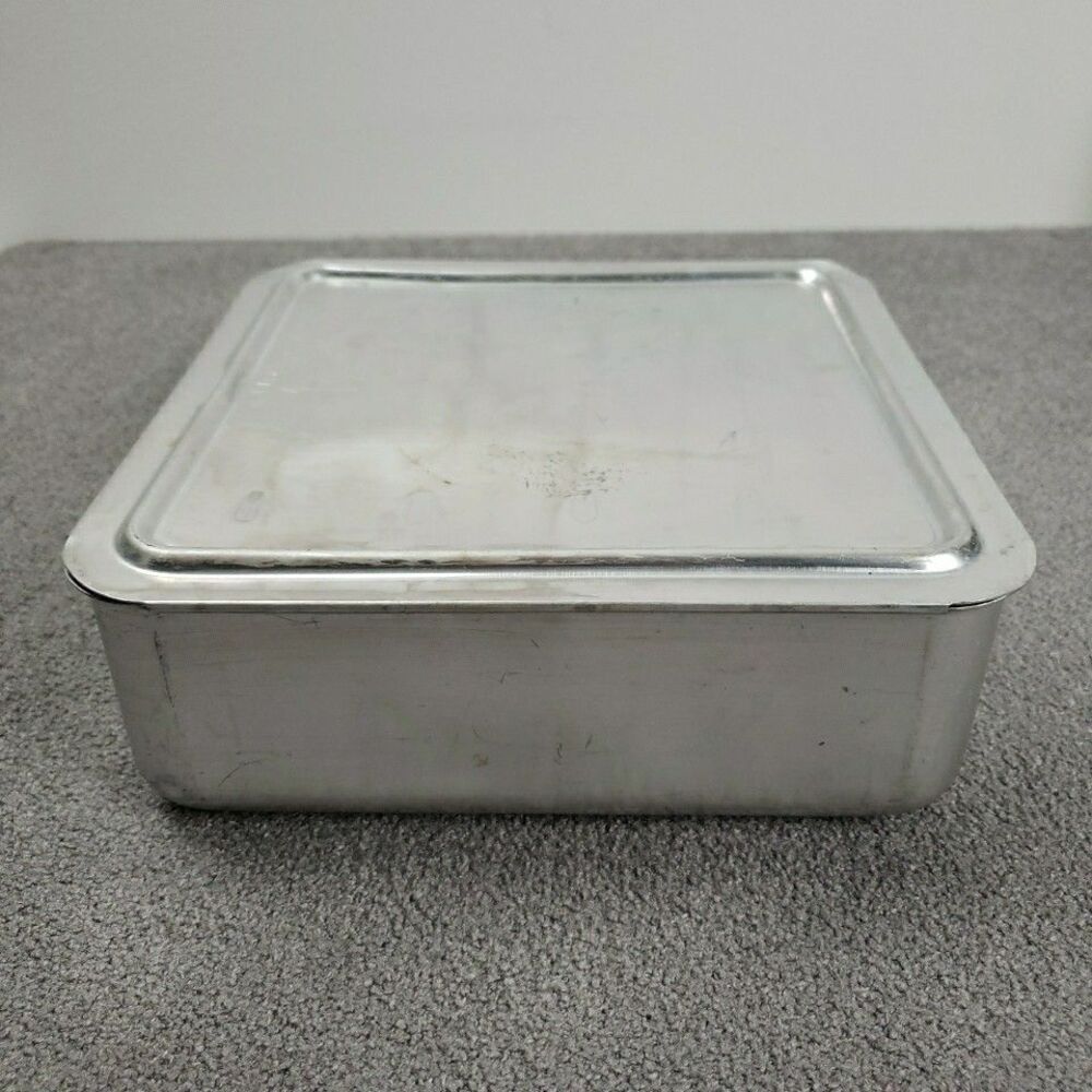 Vintage 8x8x2 Aluminum Baking Pan With Slide Lid Unbranded